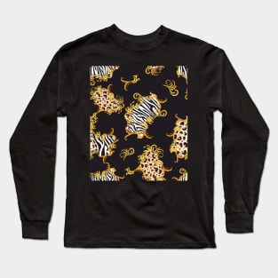 Animal skin texture with baroque floral pattern Long Sleeve T-Shirt